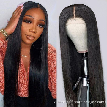 180% 4*4 closure straight lace wig Wholesale customization 100% sliky Raw Virgin Cuticle Aligned Brazilian Human Hair